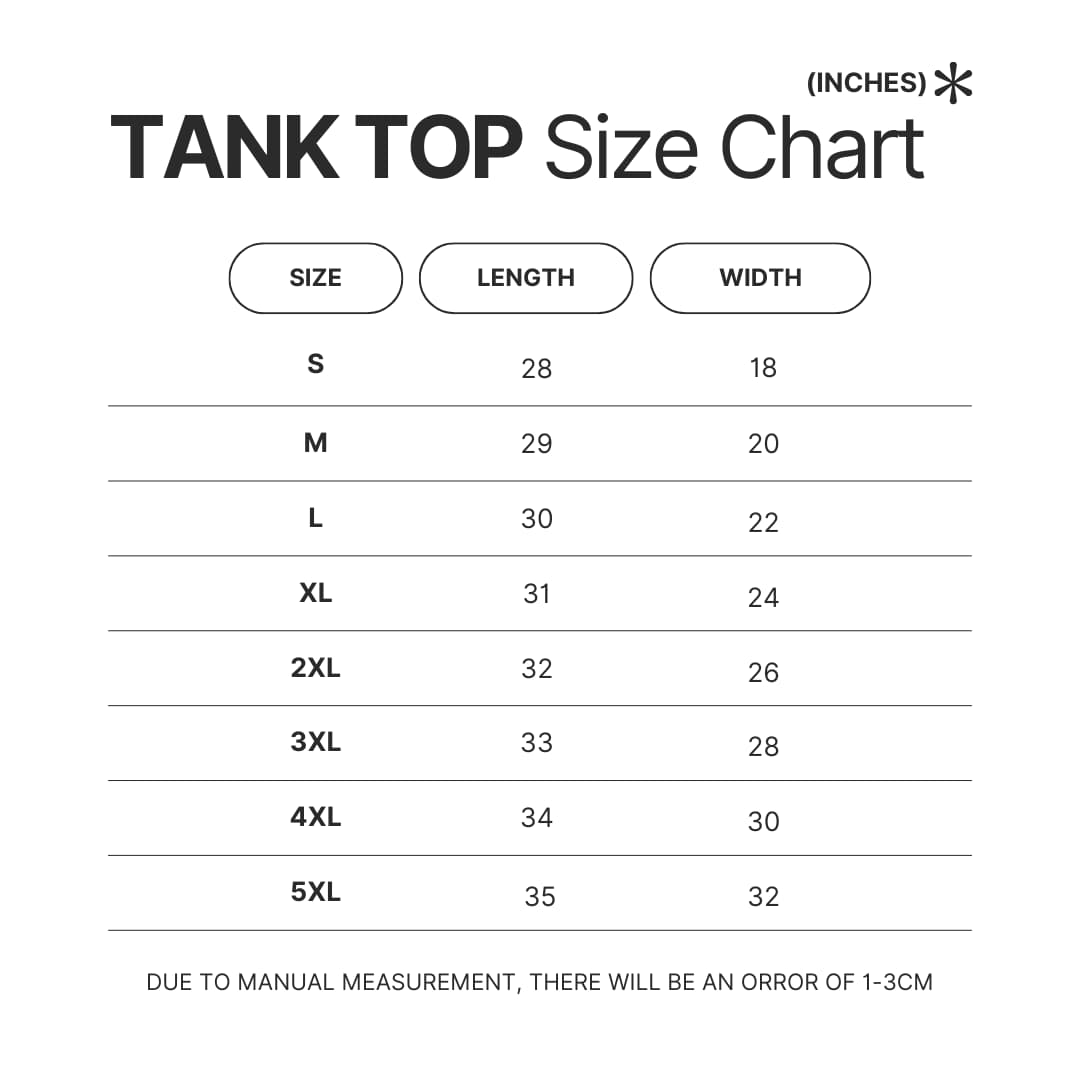Tank Top Size Chart - Burzum Store